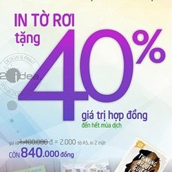 2IDEA Giảm giá 40% cho các đơn hàng in tờ rơi 