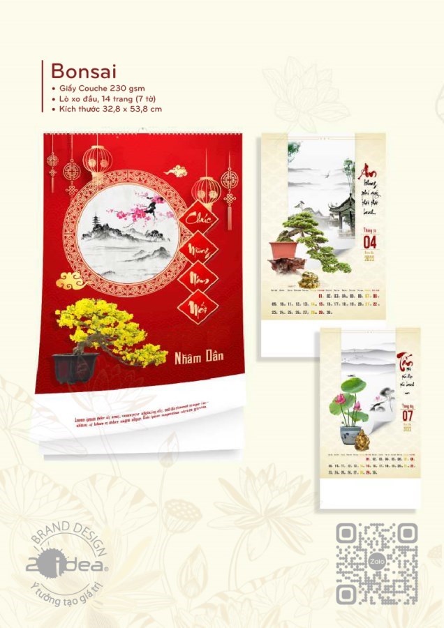 Lịch treo tường Cây bonsai