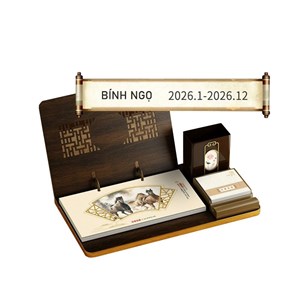 Lịch để bàn gỗ cao cấp dạng nằm – phong cách cổ điển